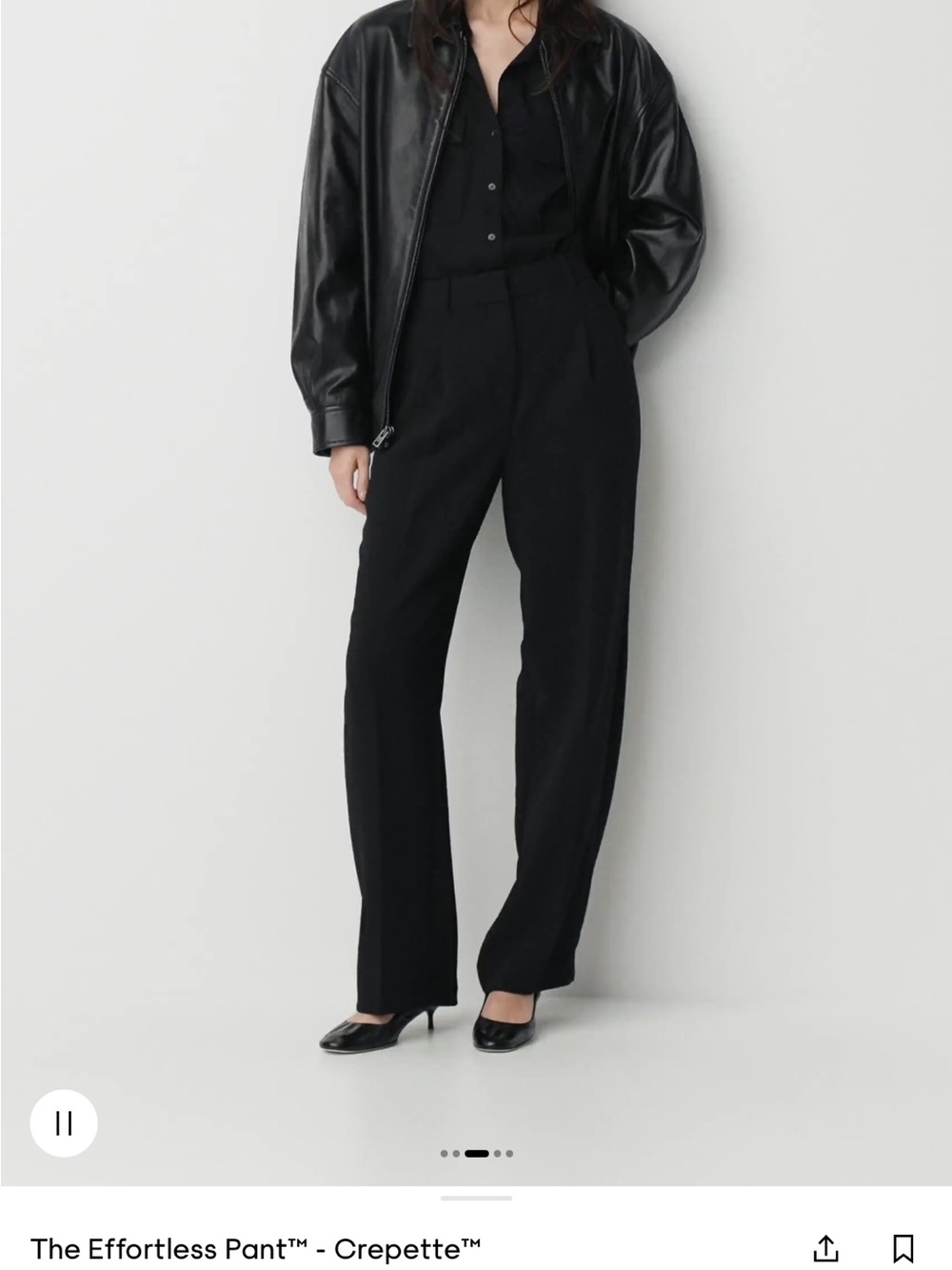 Aritzia Black Effortless Crepette Pant Sz 4